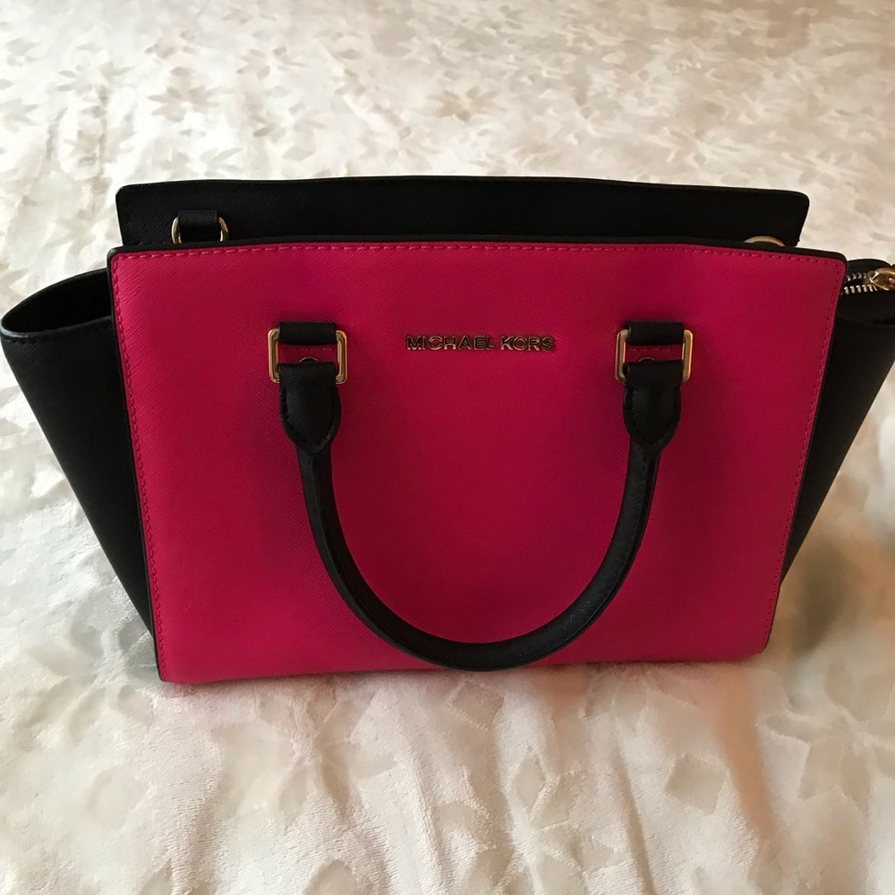 Hot pink/black Michael Kors handbag
